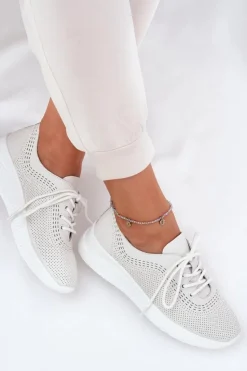 Buty damskie Vinceza Sneakersy Damskie*Skórzane Buty Sportowe Damskie Vinceza 41472 Białe