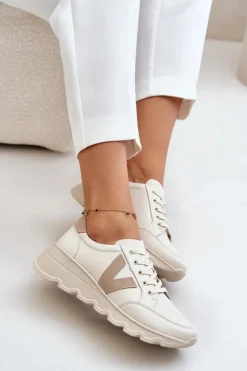 Damskie Buty damskie Vinceza Skórzane Buty Sportowe Damskie Vinceza 7918 Beżowe