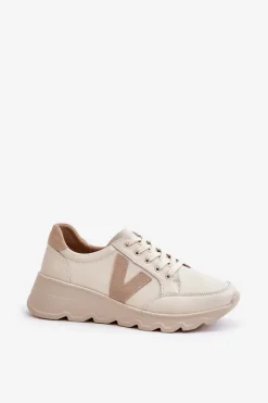 Damskie Buty damskie Vinceza Skórzane Buty Sportowe Damskie Vinceza 7918 Beżowe