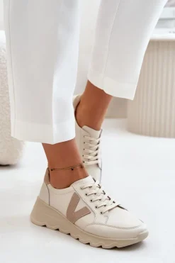 Damskie Buty damskie Vinceza Skórzane Buty Sportowe Damskie Vinceza 7918 Beżowe