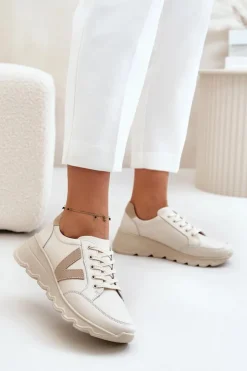 Damskie Buty damskie Vinceza Skórzane Buty Sportowe Damskie Vinceza 7918 Beżowe