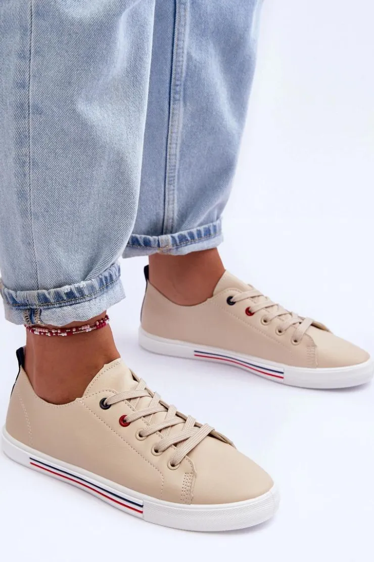 Evento Buty Sportowe Na Platformie|Sneakersy Damskie*Skórzane Buty Sportowe Damskie Beżowe Mossaia Beżowy