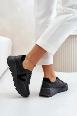 Damskie Buty damskie Vinceza Skórzane Buty Sportowe Damskie Vinceza 7918 Czarne