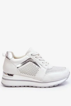 Online Boto Skórzane Buty Sportowe Na Niewysokim Koturnie Białe Braylen