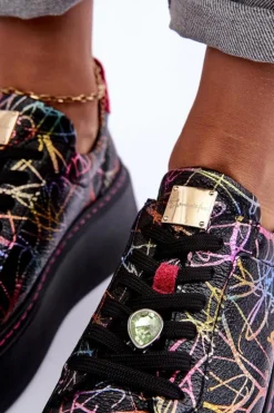 Maciejka Buty Sportowe Na Platformie*Skórzane Buty Sportowe Na Platformie 06191-39 Multikolor Wielokolorowy