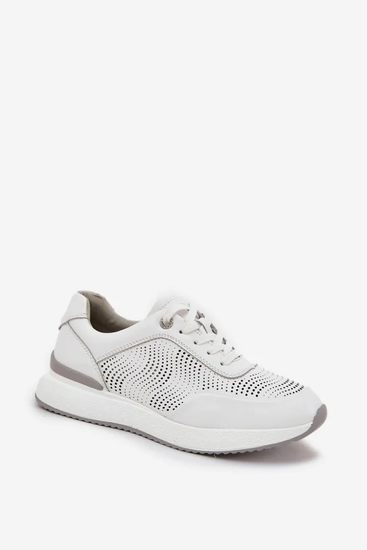 Damskie Damskie buty S.Barski Skórzane Buty Sportowe Sneakersy Damskie S.Barski LR51-551 Białe