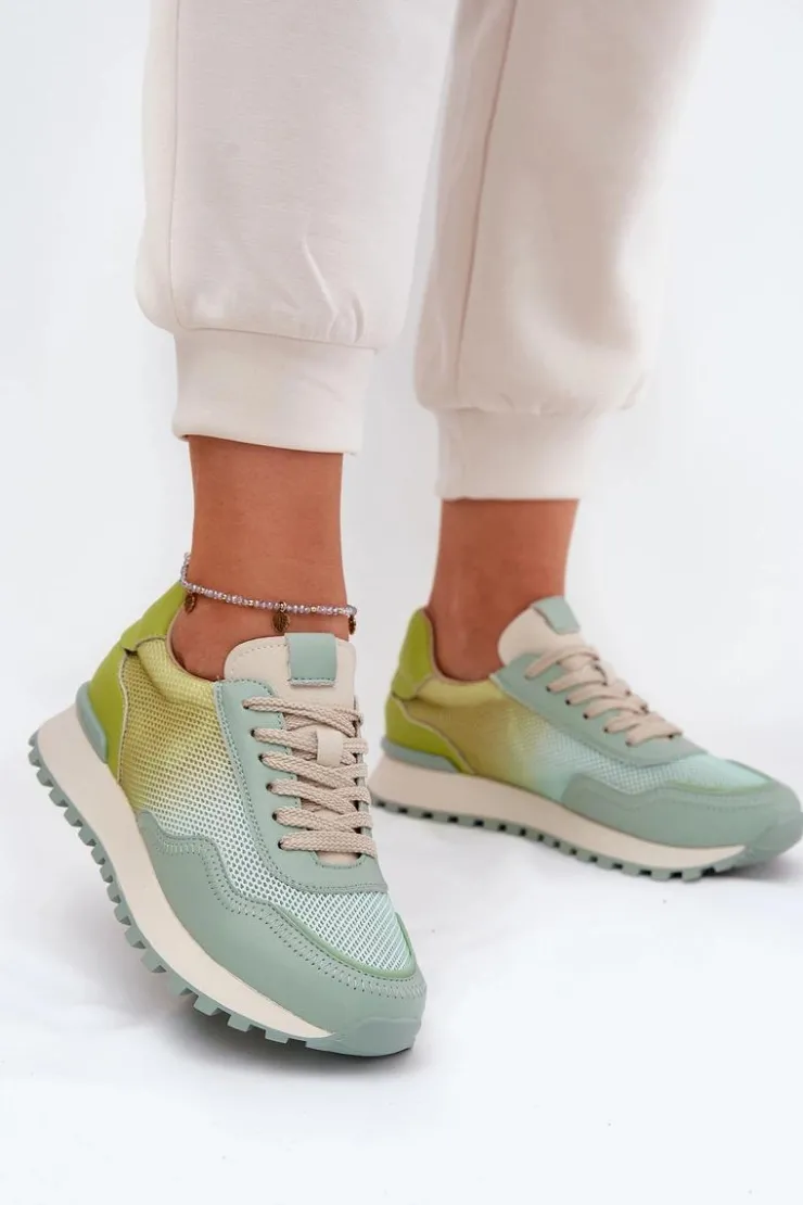 Damskie Buty damskie Vinceza Skórzane Buty Sportowe Z Siateczką Damskie Vinceza 66775 Zielone