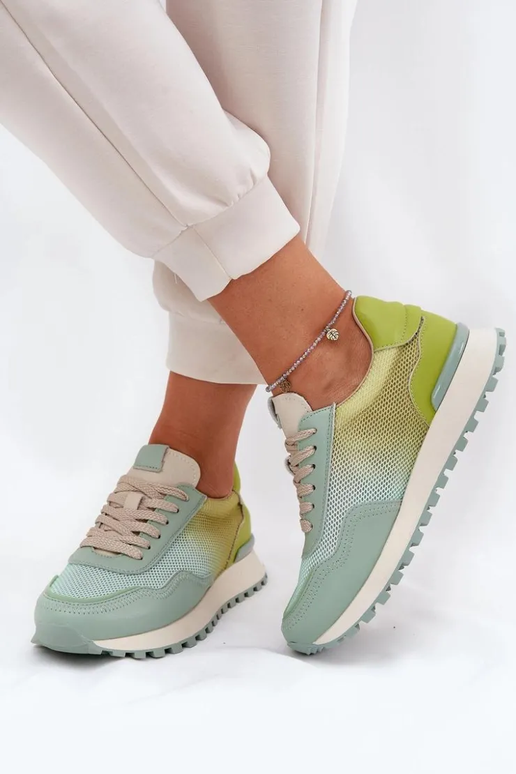 Damskie Buty damskie Vinceza Skórzane Buty Sportowe Z Siateczką Damskie Vinceza 66775 Zielone