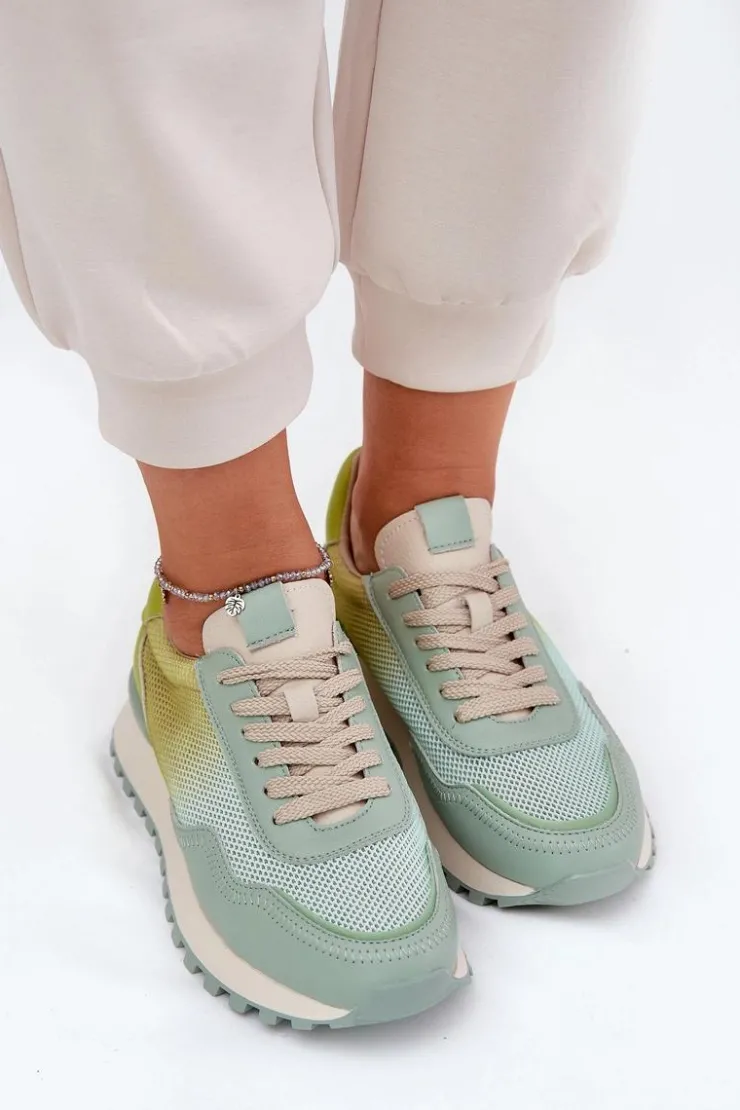 Damskie Buty damskie Vinceza Skórzane Buty Sportowe Z Siateczką Damskie Vinceza 66775 Zielone