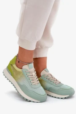 Damskie Buty damskie Vinceza Skórzane Buty Sportowe Z Siateczką Damskie Vinceza 66775 Zielone