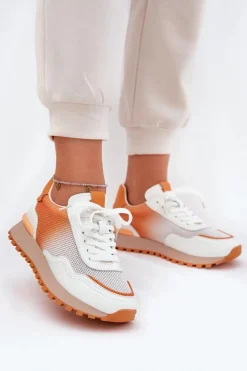 Discount Buty damskie Vinceza Skórzane Buty Sportowe Z Siateczką Damskie Vinceza 66775 Pomarańczowe Pomarańczowy