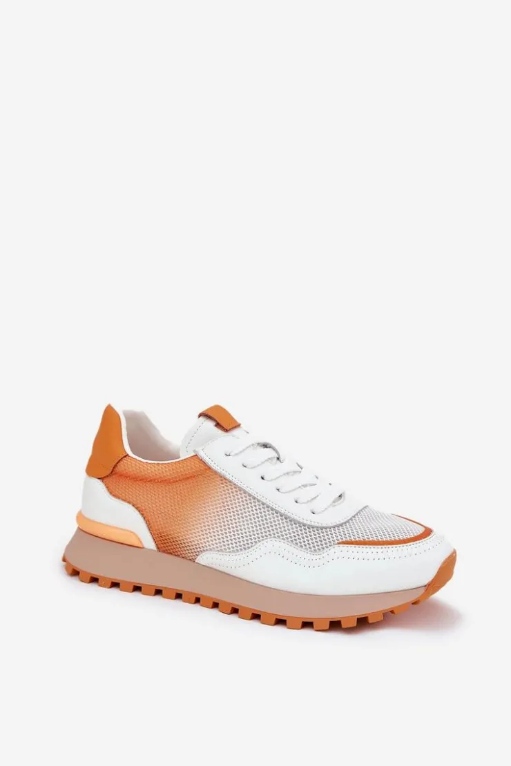 Discount Buty damskie Vinceza Skórzane Buty Sportowe Z Siateczką Damskie Vinceza 66775 Pomarańczowe Pomarańczowy