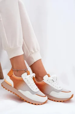 Discount Buty damskie Vinceza Skórzane Buty Sportowe Z Siateczką Damskie Vinceza 66775 Pomarańczowe Pomarańczowy