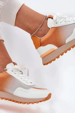 Discount Buty damskie Vinceza Skórzane Buty Sportowe Z Siateczką Damskie Vinceza 66775 Pomarańczowe Pomarańczowy