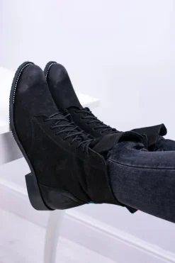 Boto Botki Sznurowane|Botki Zimowe Damskie*Skórzane Czarne Damskie Botki The Island