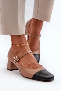 Laura Messi Czółenka Na Słupku|Czółenka Klasyczne*Skórzane Czółenka Damskie 2846 Brązowe