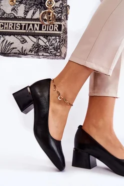 Boto Czółenka Zamszowe|Czółenka Na Słupku*Skórzane Czółenka La.Fi 230034B-QN Czarne