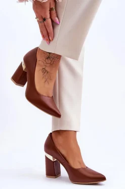 Discount Boto Skórzane Czółenka Lewski 3117 Brązowe Brązowy