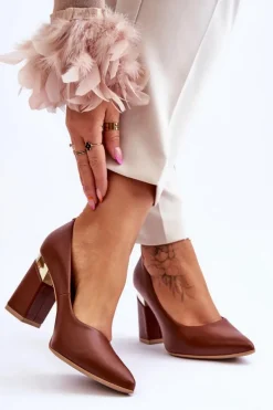 Discount Boto Skórzane Czółenka Lewski 3117 Brązowe Brązowy