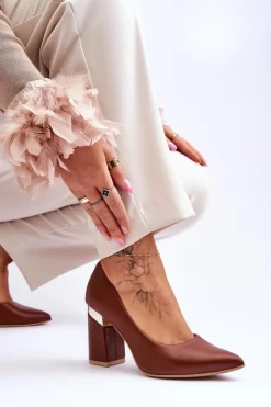 Discount Boto Skórzane Czółenka Lewski 3117 Brązowe Brązowy