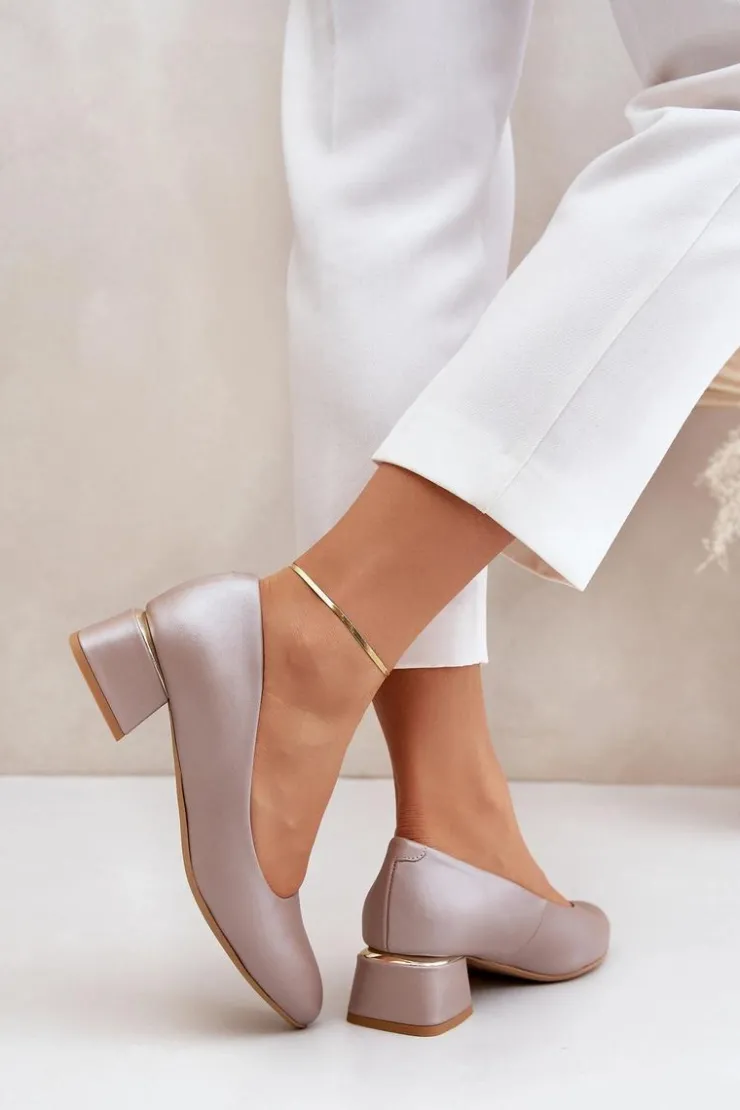 Best Boto Skórzane Czółenka Lewski 3118 Ciemnobeżowe Beżowy