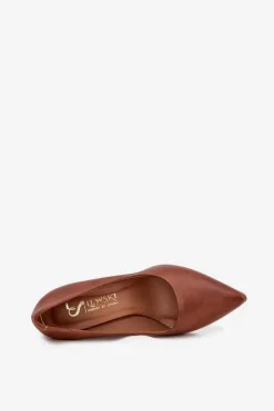 Damskie Boto Skórzane Czółenka Lewski 3117 Ciemnobrązowe