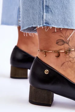 Discount Maciejka Skórzane Czółenka Na Niskim Obcasie 05960-01 Czarne