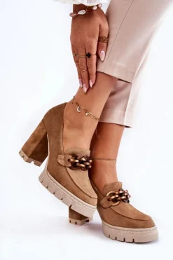 Boto Czółenka Na Platformie|Czółenka Na Słupku*Skórzane Czółenka Na Platformie I Słupku Lewski Shoes 3197 Beżowe