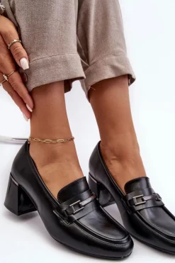 Damskie Buty damskie Vinceza Skórzane Czółenka Na Słupku Czarne Idona