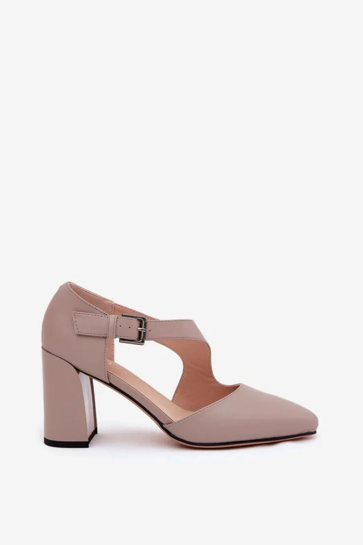 Buty damskie Vinceza Czółenka Na Słupku|Czółenka Klasyczne*Skórzane Czółenka Na Słupku Z Klamrą Vinceza 91133 Szare Szary