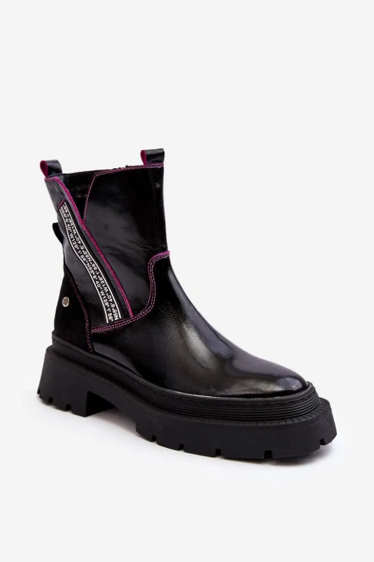 Best Maciejka Skórzane Damskie Botki 06236-15 Czarne