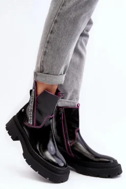 Best Maciejka Skórzane Damskie Botki 06236-15 Czarne