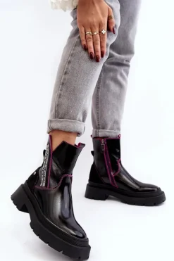 Best Maciejka Skórzane Damskie Botki 06236-15 Czarne