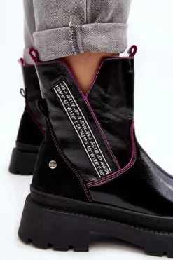 Best Maciejka Skórzane Damskie Botki 06236-15 Czarne