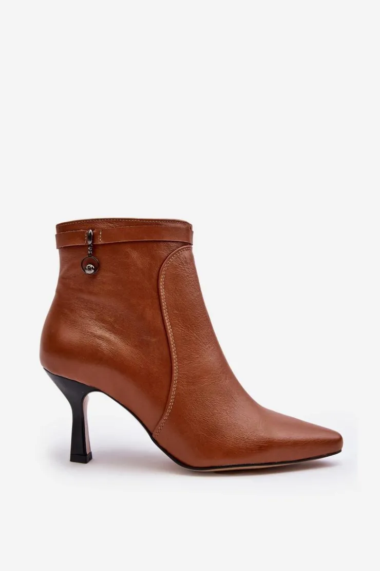 Maciejka Botki Wiosenne|Botki Maciejka*Skórzane Damskie Botki Na Szpilce 06301-29 Brązowe