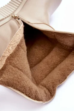 Boto Botki Skórzane|Botki Na Koturnie*Skórzane Damskie Botki Na Platformie Jasnobeżowe Lemar Suam