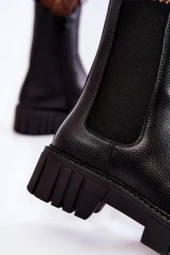 Buty Sergio Leone Botki Zimowe Damskie|Botki Płaskie*Skórzane Damskie Botki Na Platformie Czarne Bente