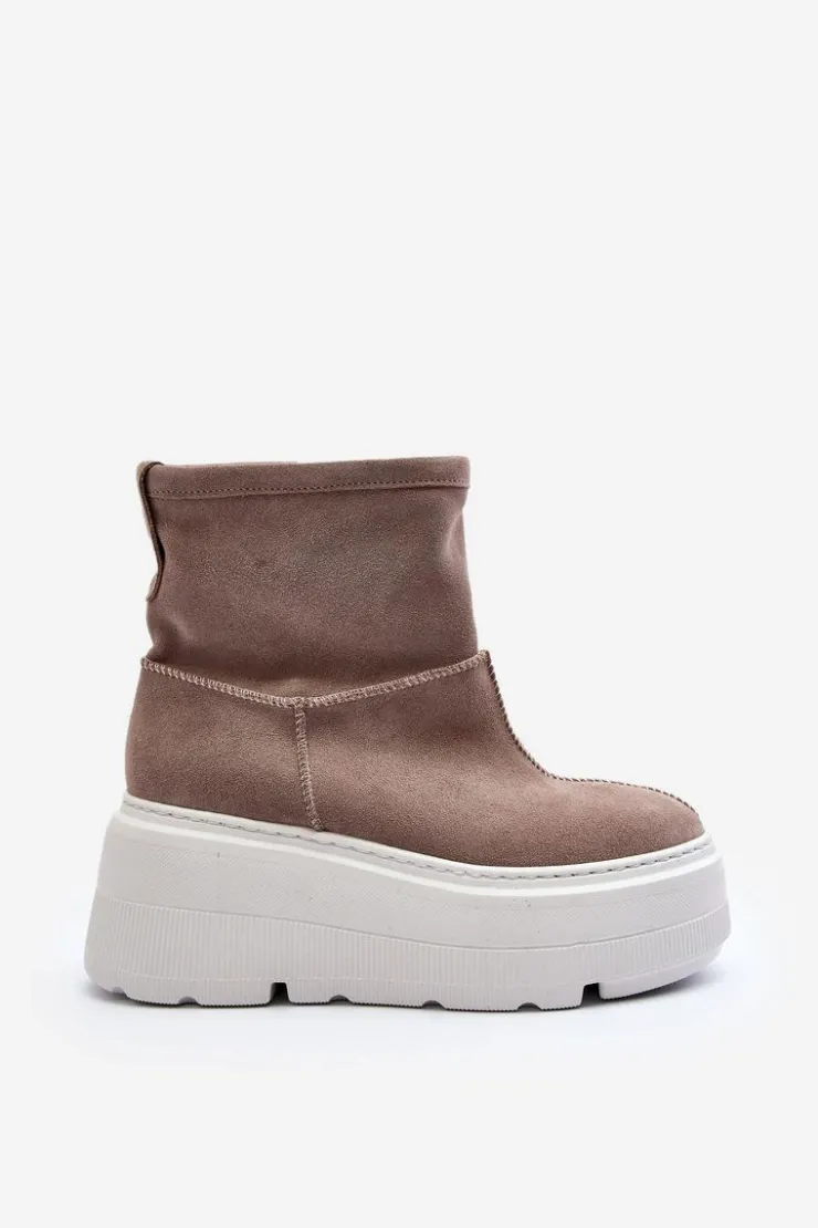 Damskie Zazoo Skórzane Damskie Botki Na Masywnej Podeszwie Beżowe 3424