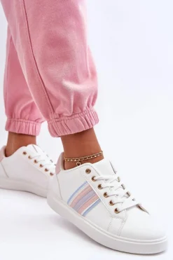 Hot Boto Skórzane Damskie Buty Sportowe Biało-Różowe Rilee