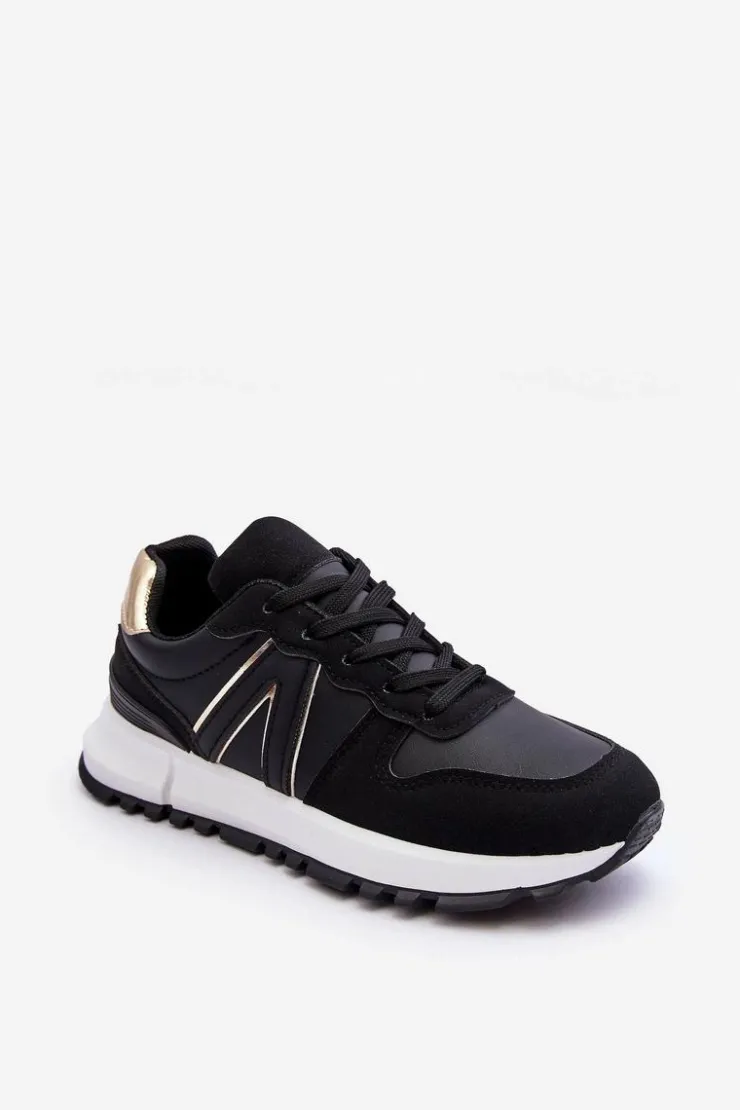 Discount Boto Skórzane Damskie Buty Sportowe Czarne Kabama