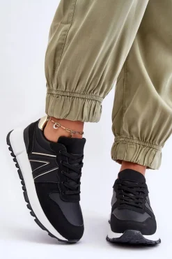 Discount Boto Skórzane Damskie Buty Sportowe Czarne Kabama