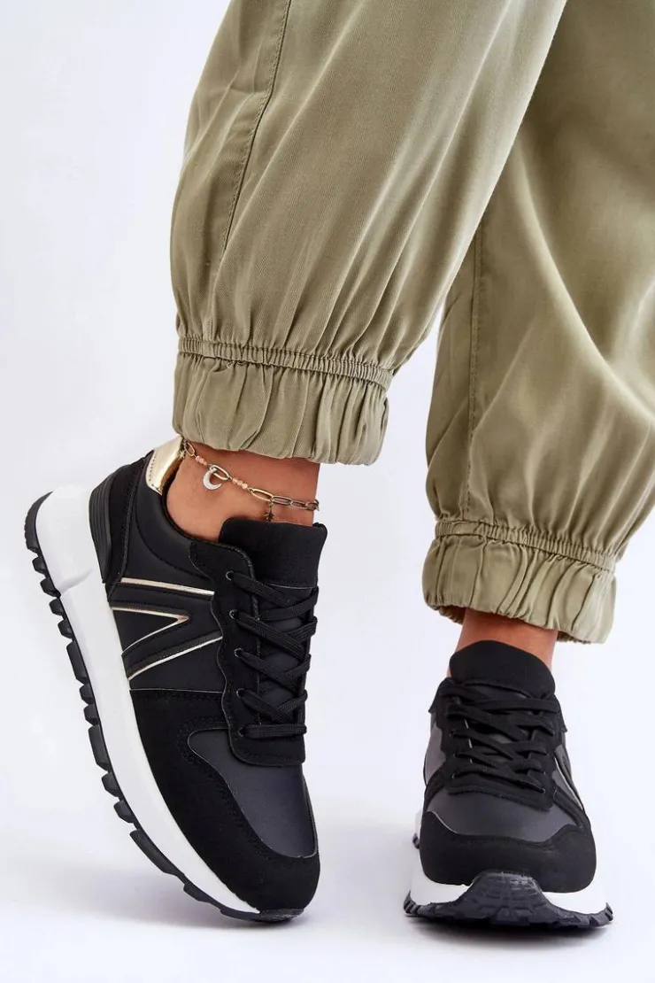 Discount Boto Skórzane Damskie Buty Sportowe Czarne Kabama