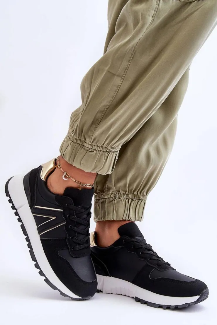 Discount Boto Skórzane Damskie Buty Sportowe Czarne Kabama