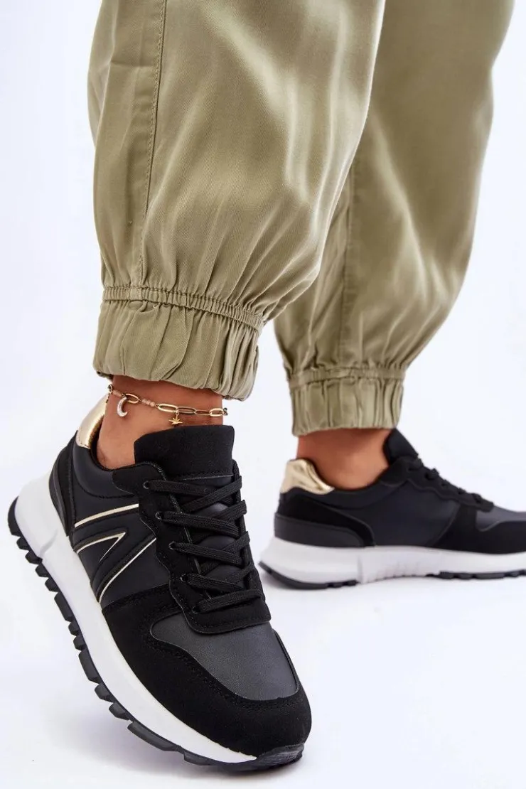 Discount Boto Skórzane Damskie Buty Sportowe Czarne Kabama