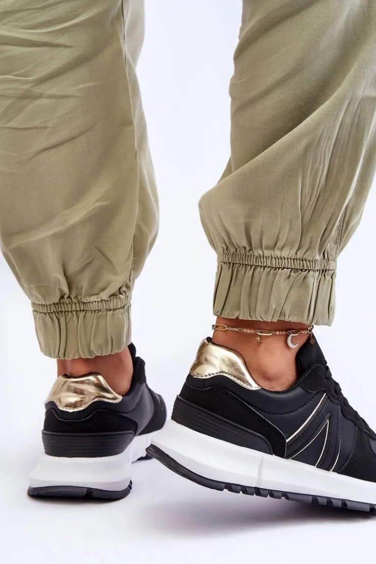 Discount Boto Skórzane Damskie Buty Sportowe Czarne Kabama