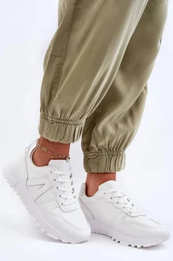 Boto Sneakersy Damskie*Skórzane Damskie Buty Sportowe Białe Kabama