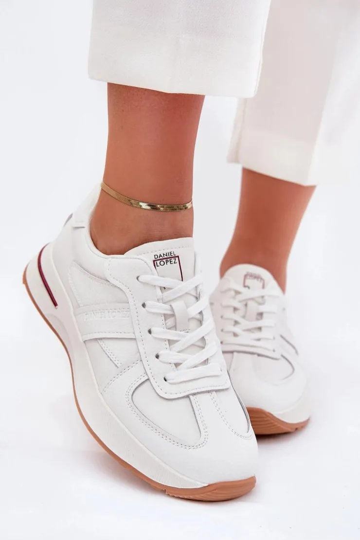 Daniel Lopez Just Dare Buty Sportowe Na Platformie|Sneakersy Damskie*Skórzane Damskie Buty Sportowe Sneakersy SS2D4042 Białe Biały