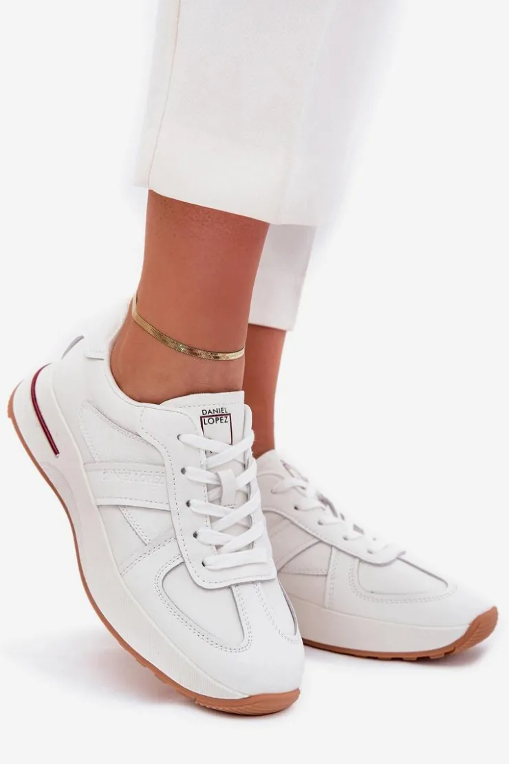 Daniel Lopez Just Dare Buty Sportowe Na Platformie|Sneakersy Damskie*Skórzane Damskie Buty Sportowe Sneakersy SS2D4042 Białe Biały