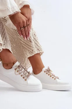 Damskie CheBello Skórzane Damskie Buty Sportowe 4362 Białe