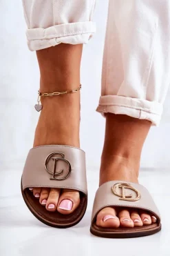 Boto Klapki Damskie Klasyczne*Skórzane Damskie Klapki Nicole 2735 Beżowe